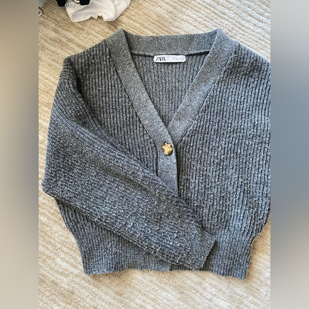 zara grey cardigan sweater